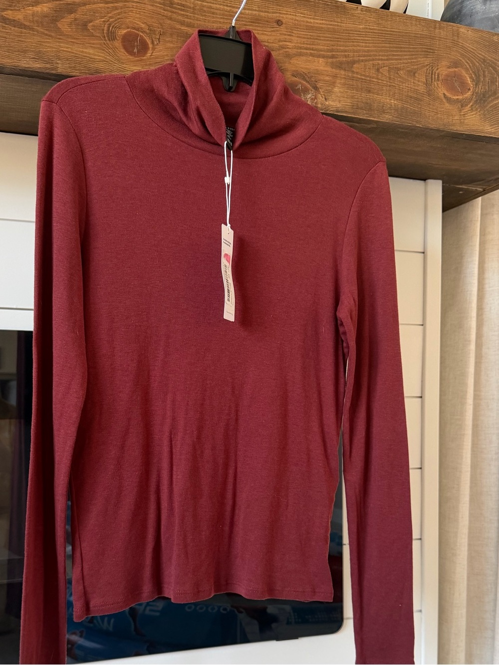 EILEEN FISHER Turtleneck Top XS Red Minimalist Clean Girl Quiet Luxury